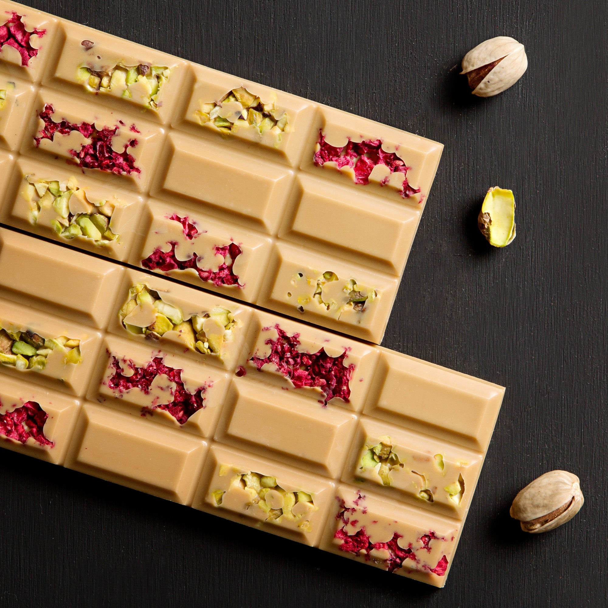 Deconstructed Pistachio and Raspberry Bar by Toronto's own Chocolatier Onyx Chocolates